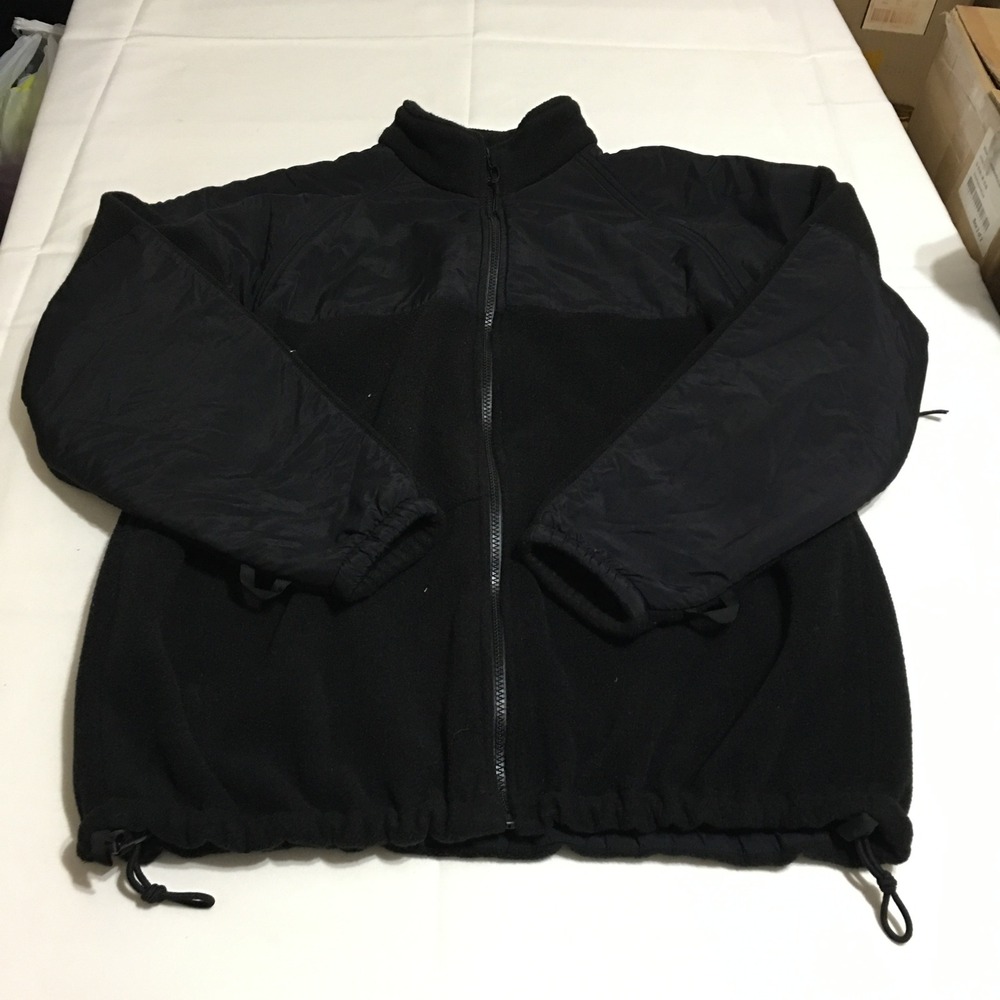 US Navy Fleece Parka Liner Mens Large Black Full Zip Military Tactical Jacket